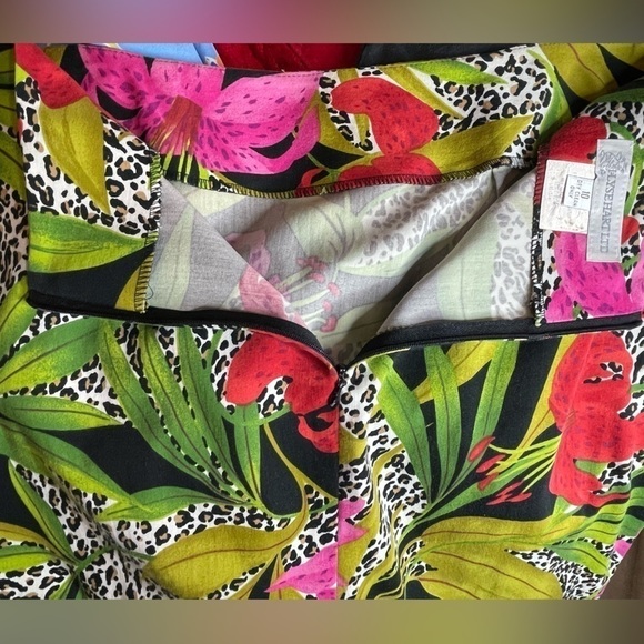 ILYSE HART LTD Farm Rio Style Vintage Cotton Tropical Knee Length Skirt Size 8 - Picture 6 of 8